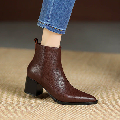 Bottines en cuir véritable à talons hauts