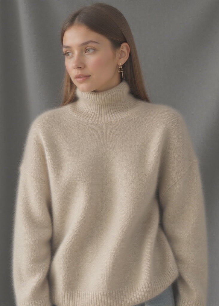 Pull Col Roulé Oversize en Cachemire